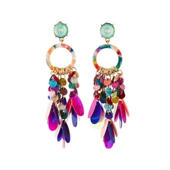 NATASHA Jewelry - NATASHA SEQUIN FRINGE EARRINGS